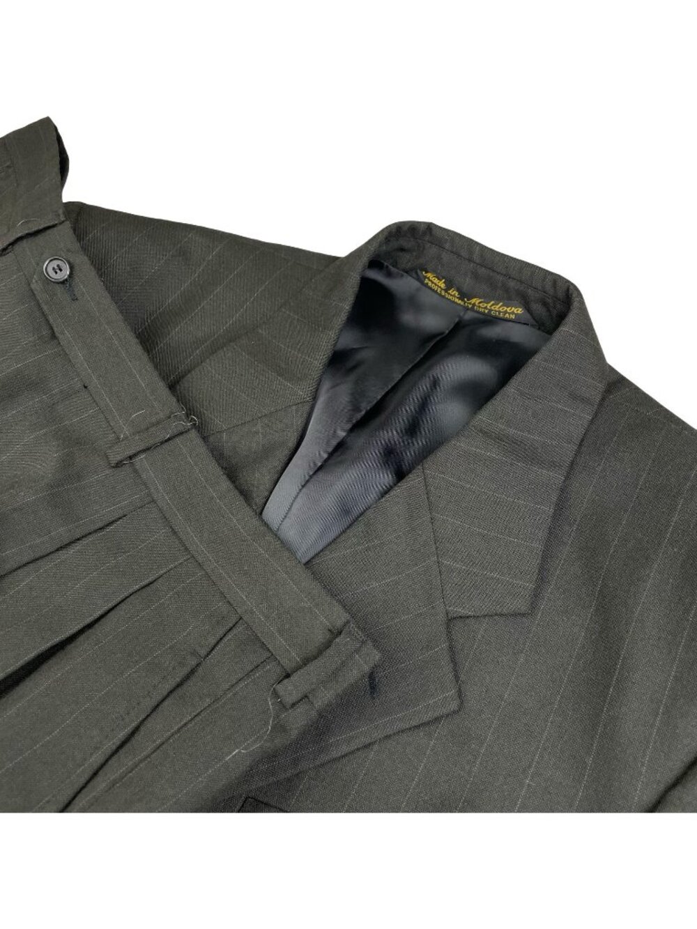 VTG Adolfo Men's 100% Wool 3-Button Suit Gray Stripe • 44R | 36x30
